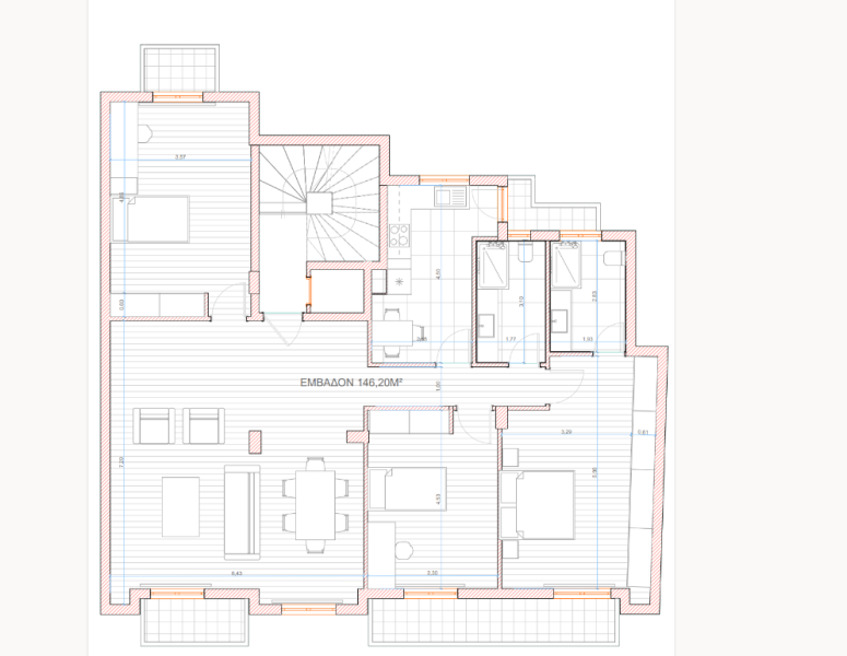 Dual-aspect apartment, Eleftherias Square, Volos